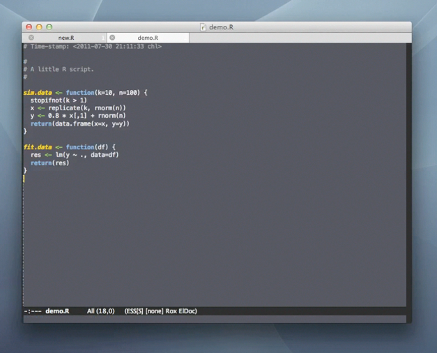 A short intro to Emacs+ESS on Vimeo
